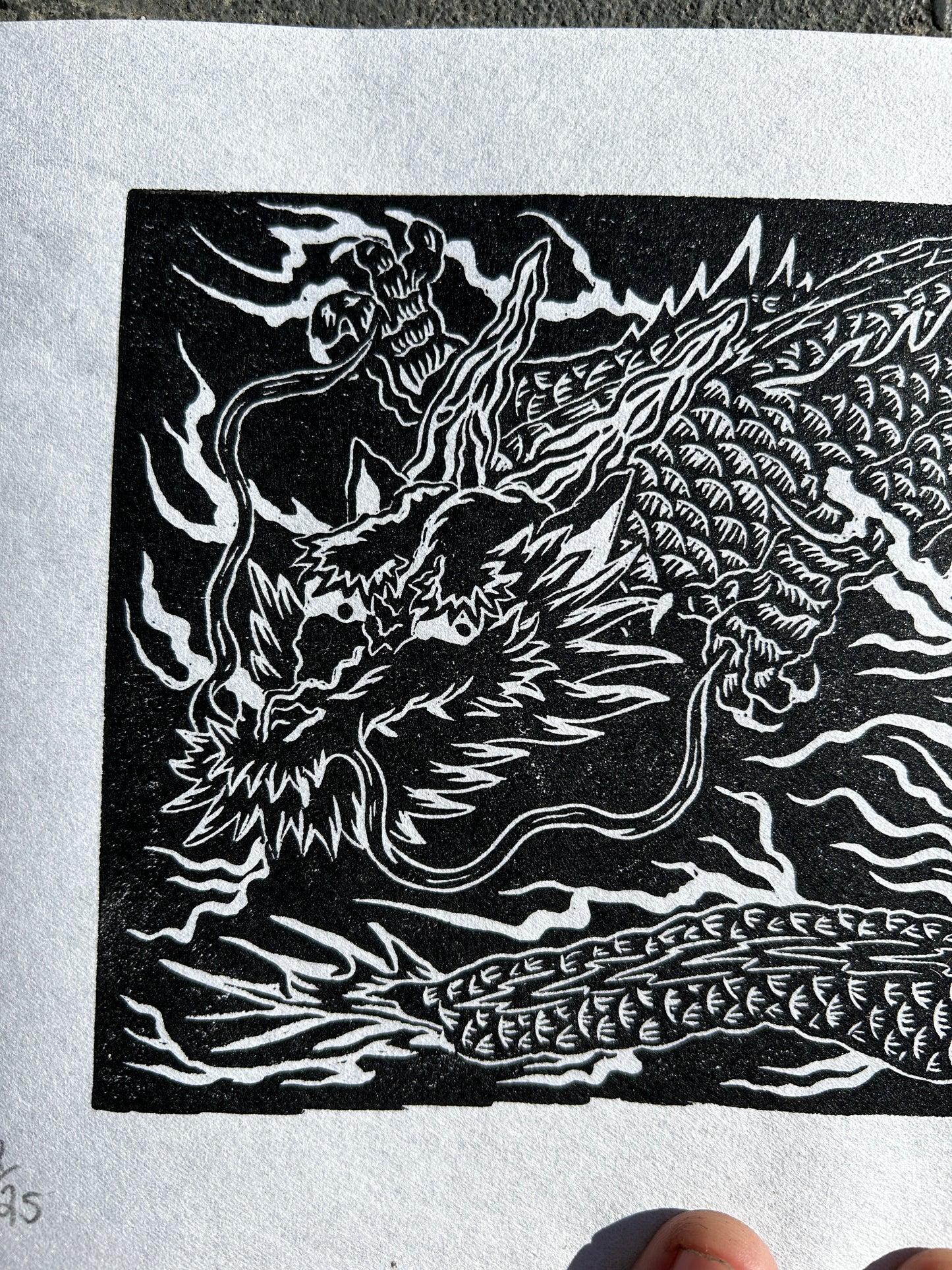 Dragon Lino Print