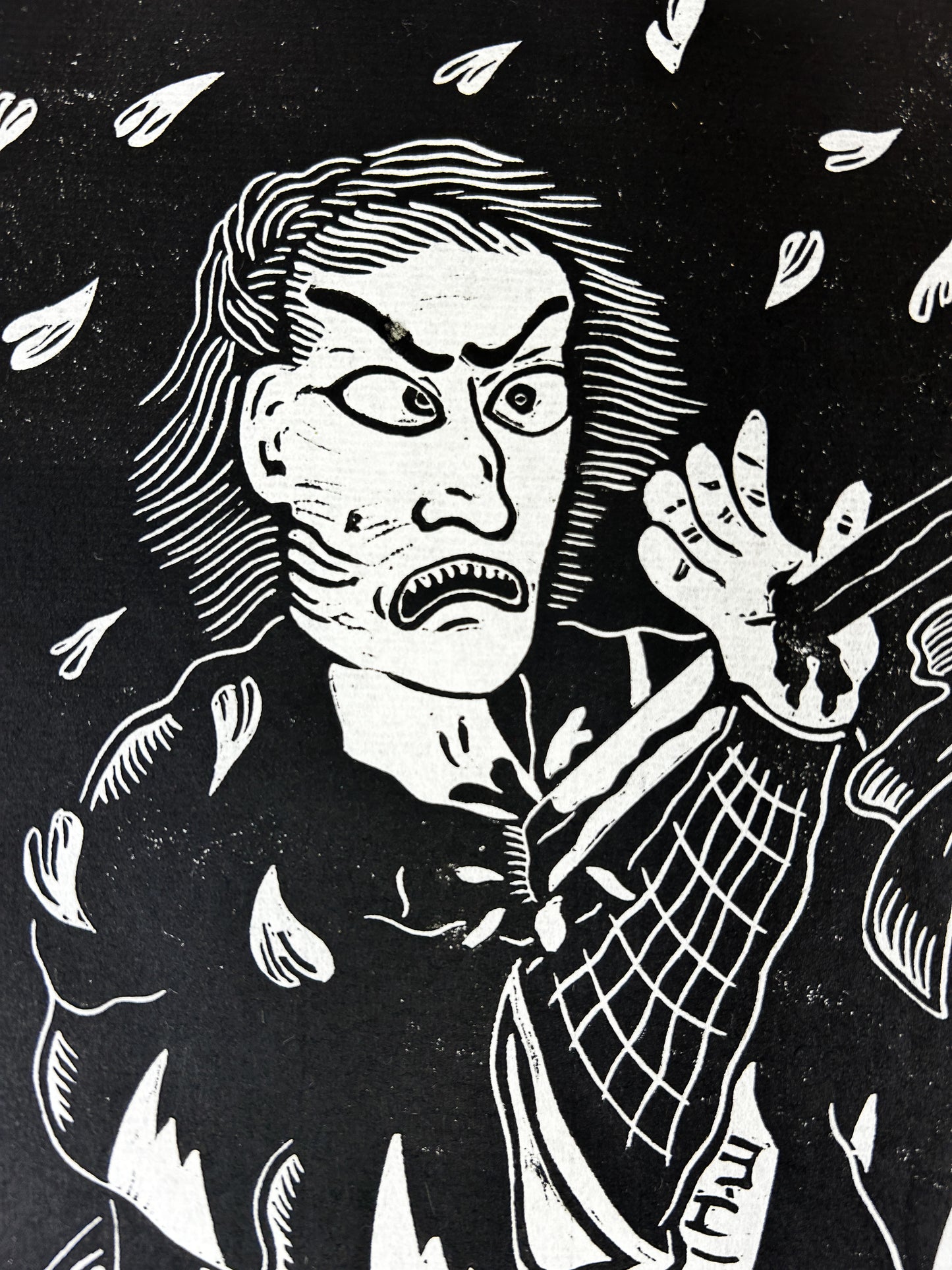 Sanzaburō vs. Banzaemon Lino Print