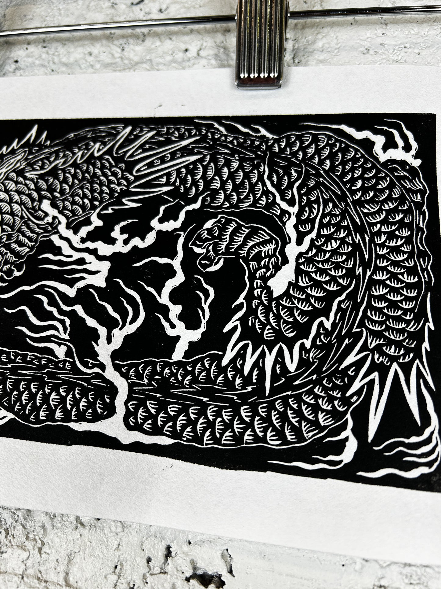 Dragon Lino Print