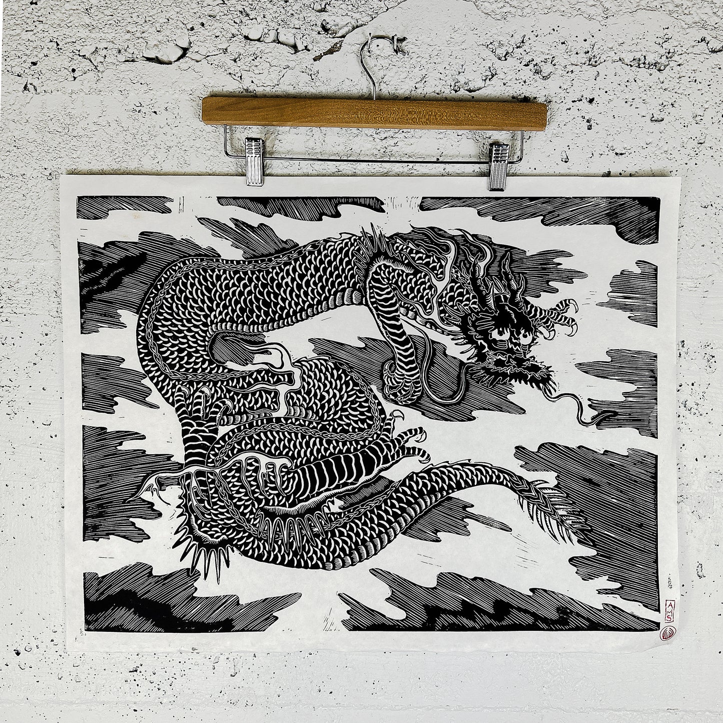 Dragon Lino Print