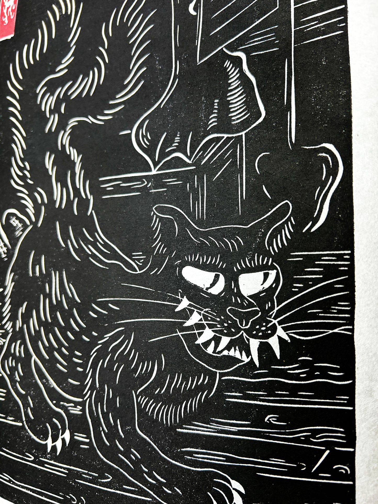 The Faithful Cat Linocut Triptych Print set