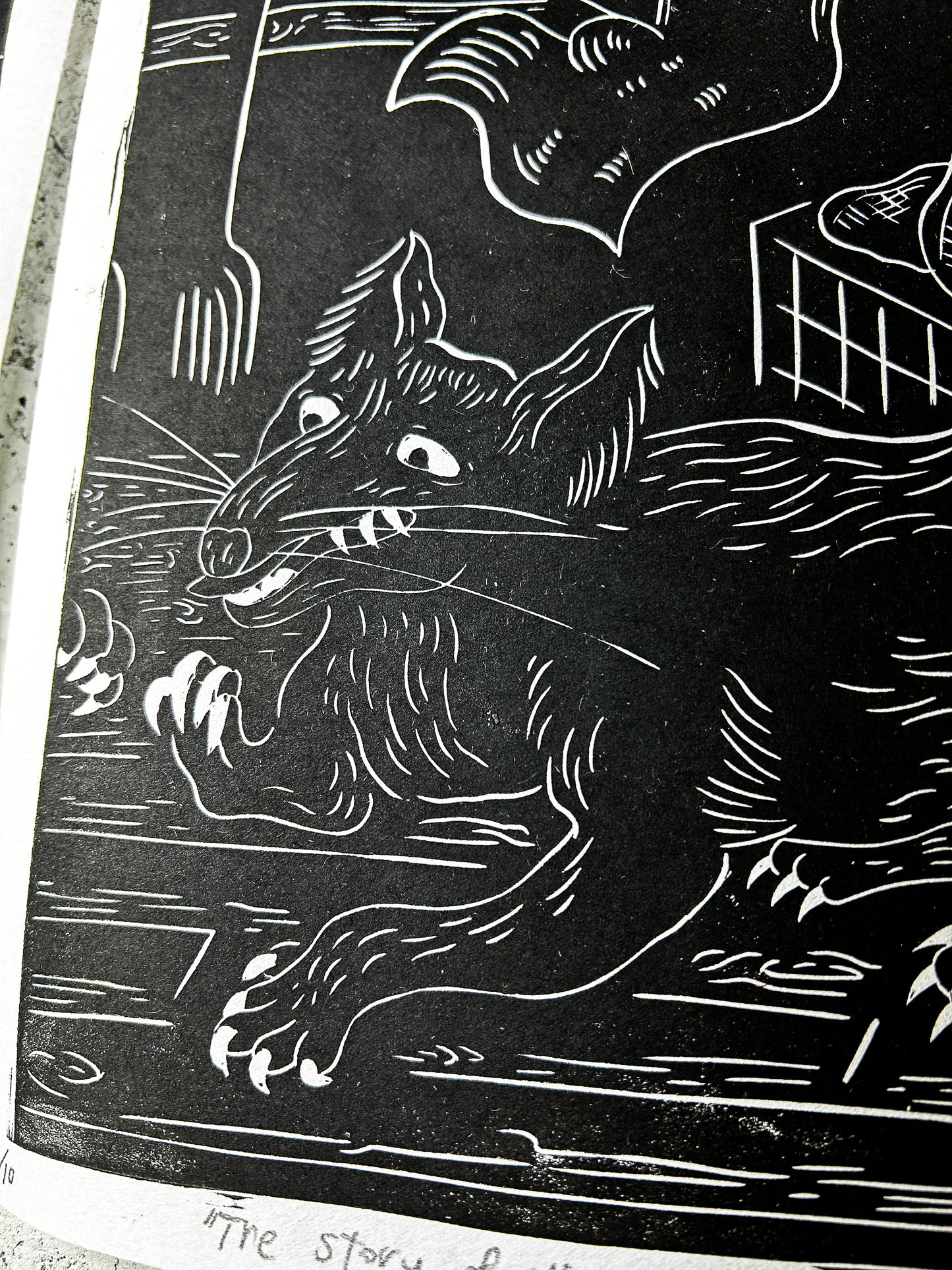 The Faithful Cat Linocut Triptych Print set