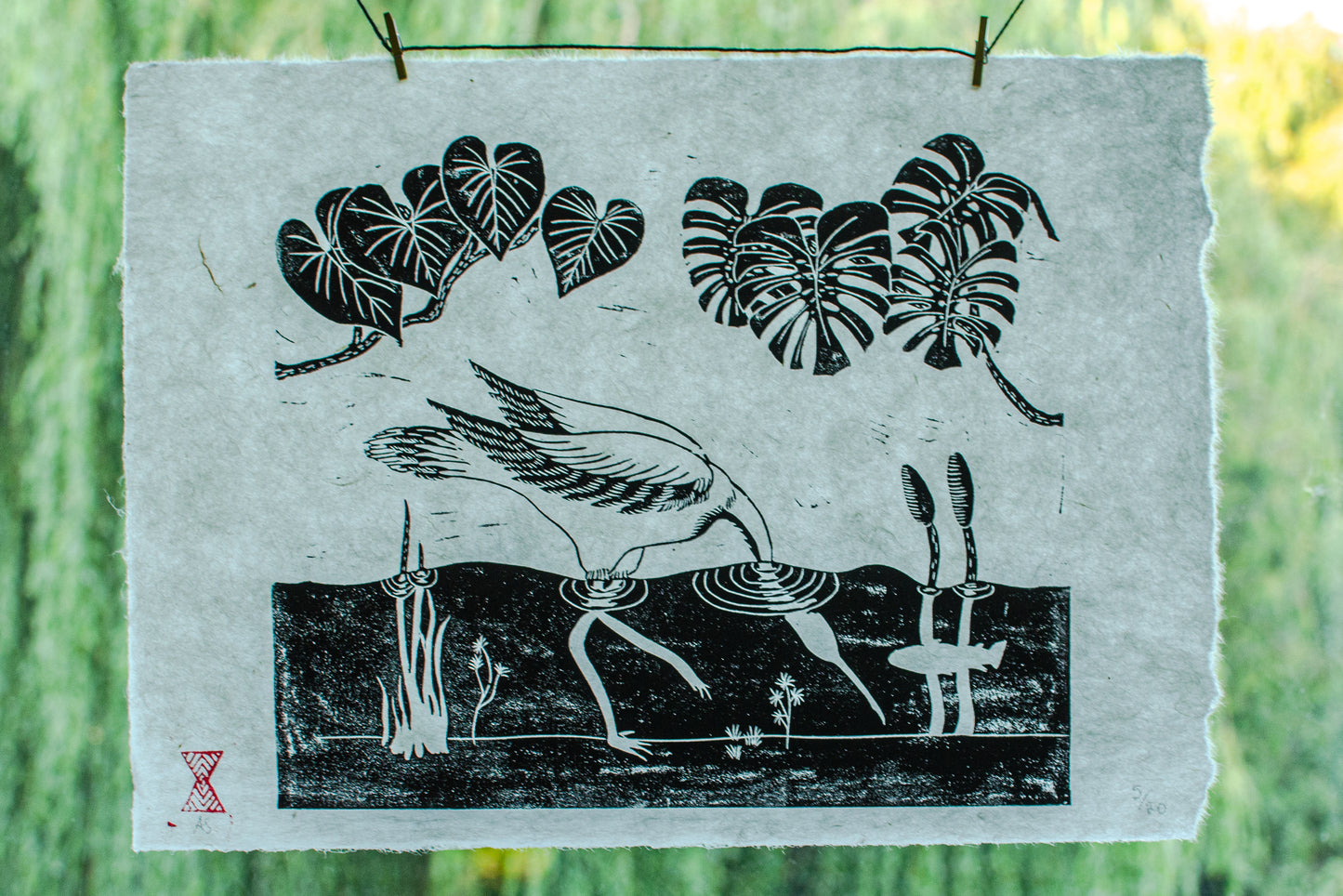 Fishing Crane Print