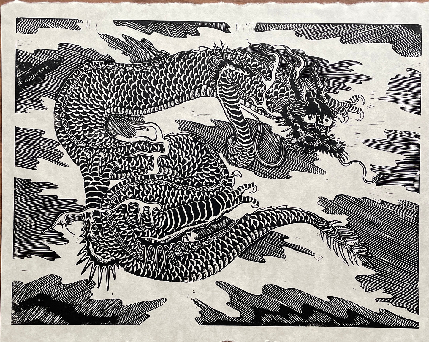 Dragon Lino Print